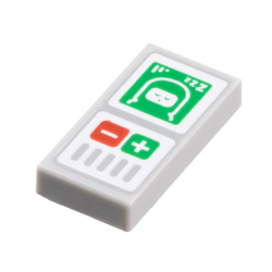Tile 1 x 2 with Minifigure Space Baby Monitor with Plus and Minus Sign Pattern: {умерено каменно сив}
