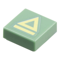 Tile 1 x 1 with Bright Light Yellow Triangle and Line Pattern: {пясъчно зелен}