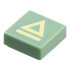 Tile 1 x 1 with Bright Light Yellow Triangle and Line Pattern: {пясъчно зелен}