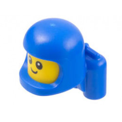 Minifigure, Baby / Toddler Head with Molded Blue Space Helmet and Air Tanks and Printed Standard Grin Pattern: {ярко жълт}