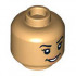 Minifigure, Head Dual Sided Female Black Eyebrows, Nougat Eye Shadow and Lips, Open Smile / Disgust with Raised Eyebrow Right Pattern - Hollow Stud : {умерен тан}