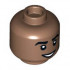 Minifigure, Head Dual Sided Black Thick Eyebrows, Chin Dimple, Grin with Teeth / Scared Pattern - Hollow Stud: {умерено кафяв}