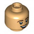 Minifigure, Head Dual Sided Female Dark Brown Eyebrows, Peach Lips, Lopsided Grin / Open Mouth Smile Pattern - Hollow Stud: {умерен тан}