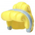 Minifigure, Hair Female Curled Fringe and Bun, Hole on Top with Molded Bright Light Blue Band and Earrings Pattern: {студено жълт}