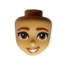 Mini Doll, Head Friends with Reddish Brown Eyebrows, Dark Orange Eyes, Nougat Lips, and Open Mouth Smile with Teeth Pattern: {умерен тан}