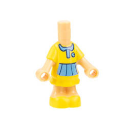 Micro Doll, Body with Yellow Dress and Shoes, Medium Blue Collar, Badge, and Skirt Pattern: {умерен тан}