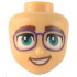 Mini Doll, Head Friends with Thick Reddish Brown Eyebrows, Dark Turquoise Eyes, Dark Purple Glasses, and Open Mouth Smile with Teeth Pattern : {умерен тан}