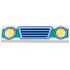 Tile 1 x 4 with Bright Light Blue Vehicle Grille, Yellowish Green and Yellow Headlights, and Dark Turquoise Bumper Pattern: {бял}