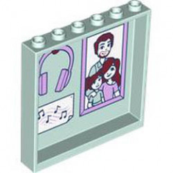 Panel 1 x 6 x 5 with Bathroom Mirror and Shower on Outside, Family Portrait and Headphones on Inside Pattern: {аквамарин}