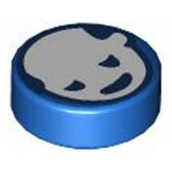 Tile, Round 1 x 1 with White Head with Dark Blue Eyes and Mouth Pattern: {ярко син}