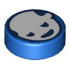 Tile, Round 1 x 1 with White Head with Dark Blue Eyes and Mouth Pattern: {ярко син}