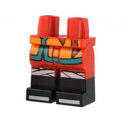 Hips and Legs with Bright Light Orange Robe Ends with Dark Turquoise Trim, White Knee Wraps, and Black Boots with White Tips Pattern : {ярко червен}