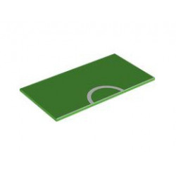 Tile 8 x 16 with Bottom Tubes with White Soccer Halfway Line and Center Circle Pattern: {ярко зелен}