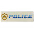 Tile 2 x 6 with Bright Light Blue and Blue POLICE and Gold Star Badge Logo Pattern: {бял}