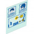 Glass for Window 1 x 6 x 6 Flat Front with Yellow, Blue and White GPS Map Screen and 2 Crook Minifigures Pattern: {прозрачно светло син}