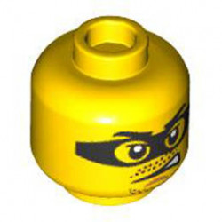 Minifigure, Head Black Eyebrows and Mask, Chin Dimple, Stubble, Grimace Pattern - Hollow Stud: {ярко жълт}