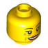Minifigure, Head Dual Sided Female Black Eyebrows, Dark Red Lips, Nougat Age Lines, Open Mouth Smile / Surprised Pattern - Hollow Stud : {ярко жълт}