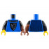 Torso Black Falcon with Silver Chain, Dark Blue Cape Pattern / Reddish Brown Arm Left with Black Short Sleeve and Chevrons Pattern / Black Arm Right / Reddish Brown Hand Left / Yellow Hand Right: {ярко син}