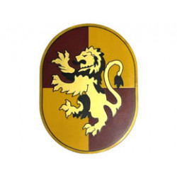 Tile, Round 6 x 8 Oval with Gryffindor Crest with Gold Lion on Dark Red and Bright Light Orange Background Pattern: {топло златист}