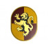 Tile, Round 6 x 8 Oval with Gryffindor Crest with Gold Lion on Dark Red and Bright Light Orange Background Pattern: {топло златист}