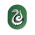 Tile, Round 6 x 8 Oval with Slytherin Crest with Silver Snake on Green Background Pattern: {сребърно метален}