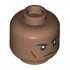 Minifigure, Head Stern Black Eyebrows, Dark Brown Cheek Lines and Chin Dimple Pattern - Hollow Stud: {умерено кафяв}