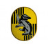 Tile, Round 6 x 8 Oval with Hufflepuff Crest with Badger and Black Stripes on Yellow Background Pattern: {топло златист}