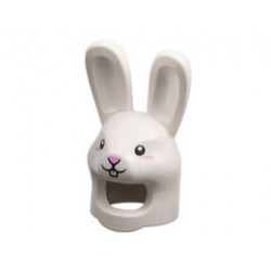 Minifigure, Headgear Mask Rabbit with Black Eyes and Mouth, and Bright Pink Nose Pattern: {бял}
