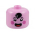 Minifigure, Head, Modified Giant, Black Hair Tuft, Dark Pink Cheeks, Open Mouth with Red Tongue Pattern - Vented Stud: {светло пурпурен}
