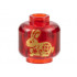 Minifigure, Head without Face with Gold Rabbit Pattern on Both Sides - Vented Stud: {прозрачно червен}