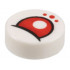 Tile, Round 1 x 1 with Red Eye Partially Closed and Dots Pattern: {бял}
