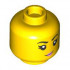 Minifigure, Head Dual Sided Female Black Eyebrows, Bright Pink Lips, Small Grin / Closed Eyes and Open Mouth with Red Tongue Pattern - Hollow Stud : {ярко жълт}