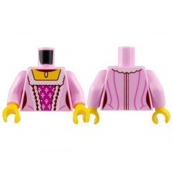 Torso Female Dress, Yellow Neck, White and Dark Red Laces, Dark Pink Stripes, Magenta Center Panel Pattern / Bright Pink Arms / Yellow Hands: {светло пурпурен}