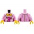 Torso Female Dress, Yellow Neck, White and Dark Red Laces, Dark Pink Stripes, Magenta Center Panel Pattern / Bright Pink Arms / Yellow Hands: {светло пурпурен}