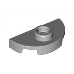 PLATE 1X2, 1/2 CIRCLE, W/ 1 KNOB: {умерено каменно сив}