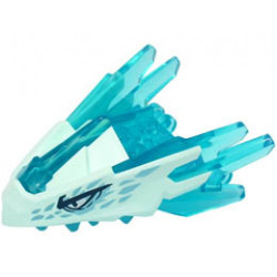 Dragon Head (Ninjago) Jaw with Spikes, 4 Studs and 2 Bar Handles with Molded Light Aqua Face and Printed Eyes and Metallic Light Blue Scales Pattern : {прозрачно светло син}