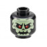 Minifigure, Head Alien Yellowish Green Skull with Red Eyes Pattern - Hollow Stud: {черен}
