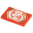 Tile 2 x 3 with White Ninja with Energy Burst Hands on Copper Background with Gold Trim Pattern (Ninjago Focus Banner): {ярко червен}