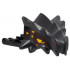 Dragon Head (Ninjago) Jaw with Spikes, 8 Studs and 2 Bar Handles on Back with Bright Light Orange Eyes and Dark Red Scales Pattern: {черен}
