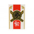 Tile 2 x 3 with Black and Gold Crossed Swords and Core Logo, White Ninjago Logogram DOJO, Thick Red Stripe, and Gold Trim Pattern: {бял}