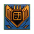 Tile 2 x 2 with Groove with Dark Blue Lines and Gold and Black Engine with Ninjago Logogram J Pattern: {ярко син}