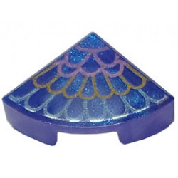 Tile, Round 1 x 1 Quarter with Metallic Light Blue, Gold, and Metallic Pink Feathers Pattern: {прозрачен виолетов опал}