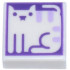 Tile 1 x 1 with Groove with Cat with Lavender Stripes on Dark Purple Background Pattern: {бял}