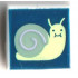Tile 1 x 1 with Groove with Yellowish Green Snail with Sand Green Shell on Dark Blue Background Pattern: {бял}