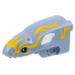 Creature Head, Avatar Ilu with 4 Black Eyes and Bright Light Orange and White Markings Pattern: {пясъчно син}