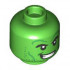 Minifigure, Head Dual Sided Black Thick Eyebrows, Green Cheek Lines and Stubble, Open Mouth Smile with Teeth / Angry with Bared Teeth Pattern (Hulk) - Hollow Stud : {ярко зелен}