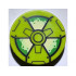 Tile, Round 2 x 2 with Bottom Stud Holder with Black, Green and Yellowish Green Radioactivity Warning Pattern: {ярко жълто-зелен}