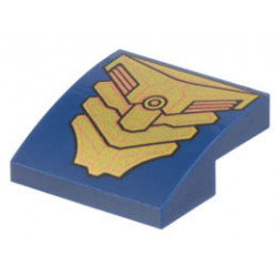 Slope, Curved 2 x 2 x 2/3 with Gold and Copper Armor Plates Pattern: {земно син}