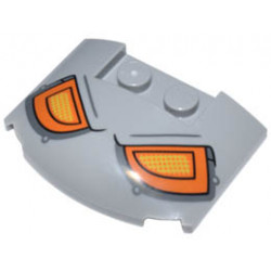 Wedge 3 x 4 x 2/3 Triple Curved with Orange and Yellow Headlights / Eyes Pattern: {умерено каменно сив}