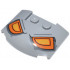 Wedge 3 x 4 x 2/3 Triple Curved with Orange and Yellow Headlights / Eyes Pattern: {умерено каменно сив}